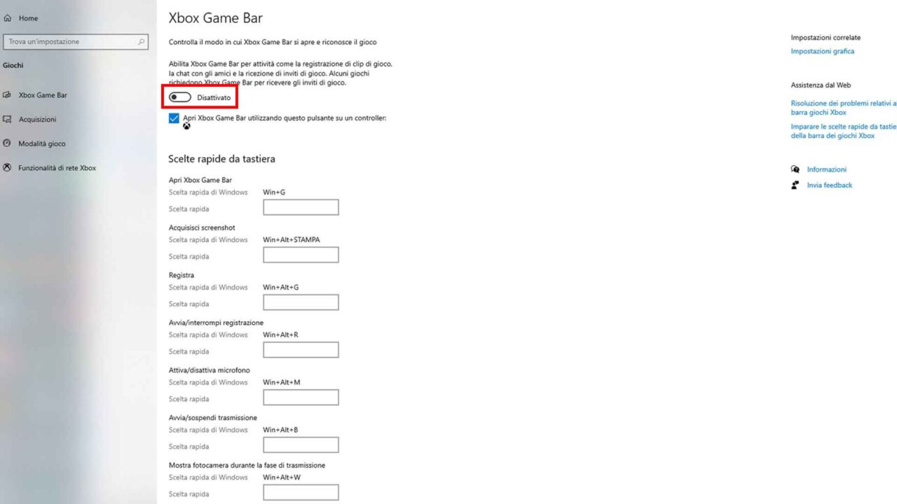 Come registrare lo schermo in Windows 10 mentre si gioca - STEP 3 - Attivare la Xbox Game Bar