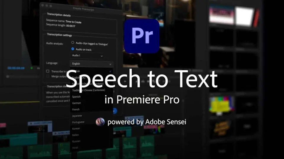Trascrizione automatica sottotitoli in Adobe Premiere Pro