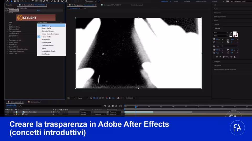 Come creare trasparenza in Adobe After Effects