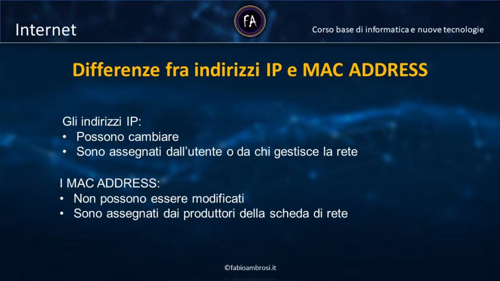 Differenze fra indirizzi IP e Mac Address