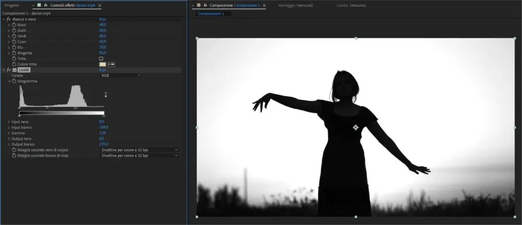 Mascherino luminanza in After Effects per generare trasparenza