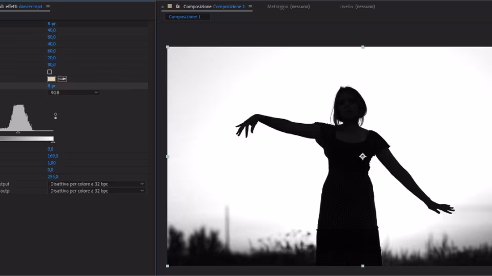 Mascherino luminanza in After Effects per generare trasparenza