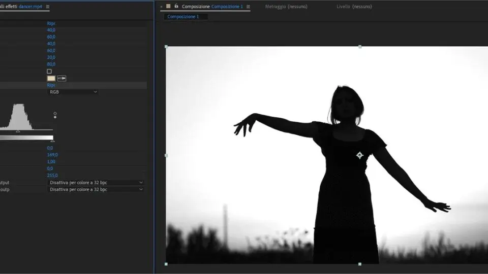 Mascherino luminanza in After Effects per generare trasparenza