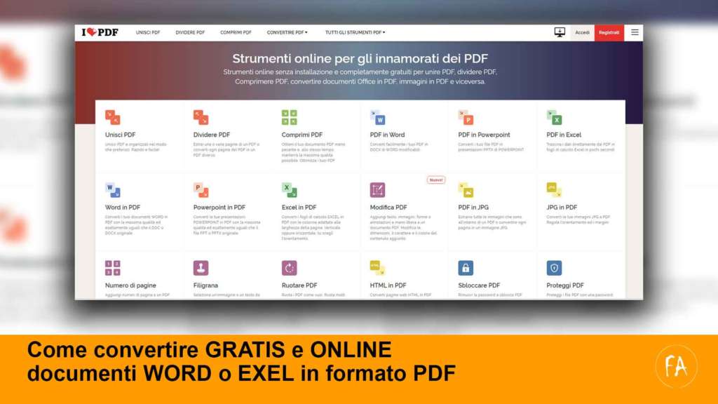Come fare per convertire online e gratis documenti WORD o EXEL in formato PDF
