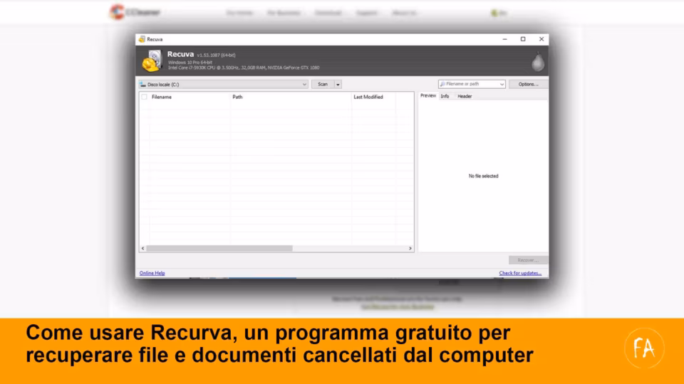 Come usare Recurva, un programma per recuperare file e documenti cancellati per sbaglio dagli hard disk del computer