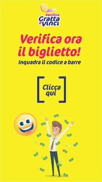 App verifica gratta e vinci: bottone "clicca qui" App verifica gratta e vinci: bottone "clicca qui"