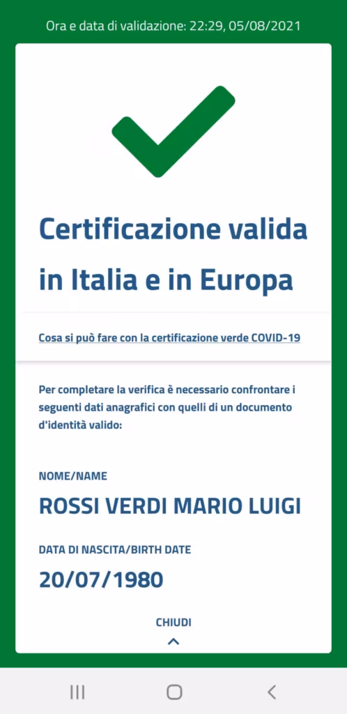 Come verificare certificato verde (Green Pass) - App VerificaC19 - Certificato Valido