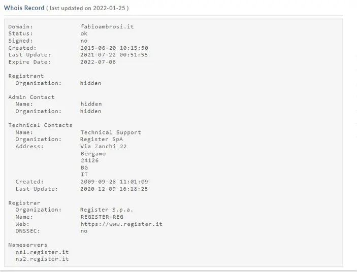 Come scoprire il nome del proprietario di un sito internet con whois lookup