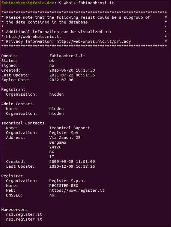 Verificare proprietario nome a dominio con WhoIs