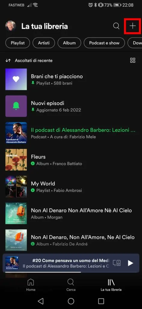 Come creare una playlist su Spotify - STEP 1 - Accedi alla libreria Come creare una playlist su Spotify - STEP 2 - Aggiungi Playlist