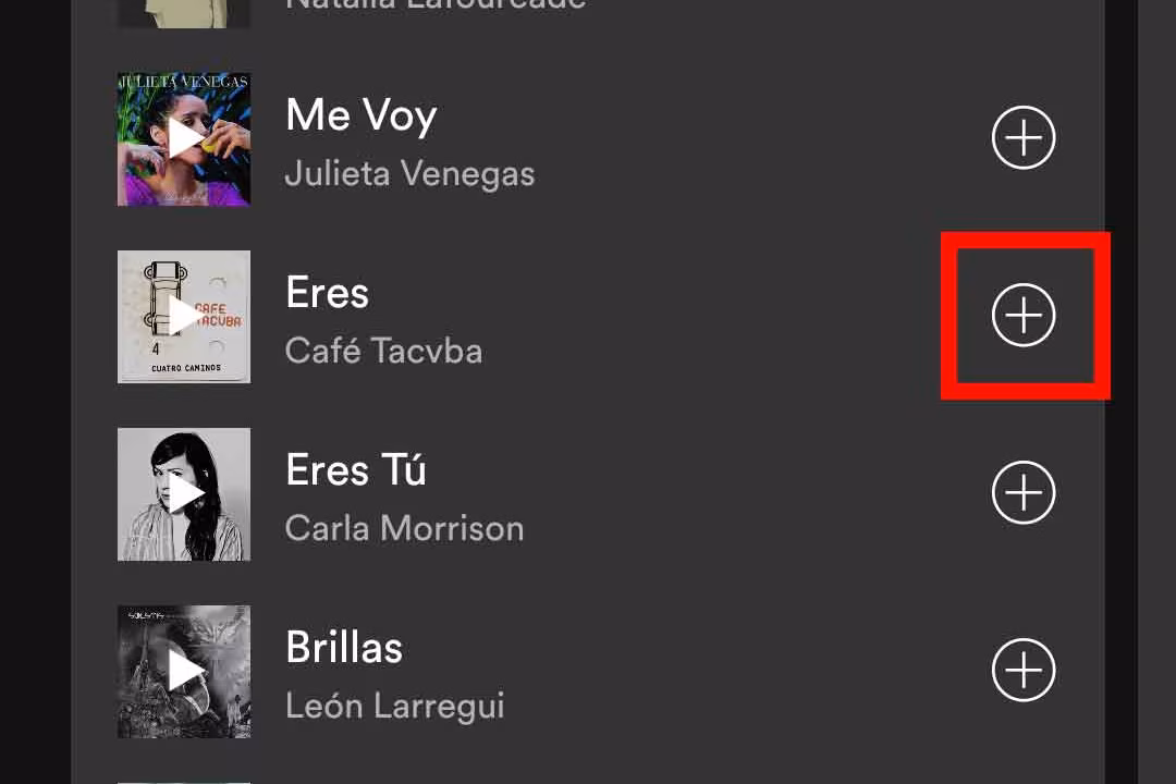 Come creare una playlist su Spotify - STEP 5 - Scegli i tuoi brani preferiti