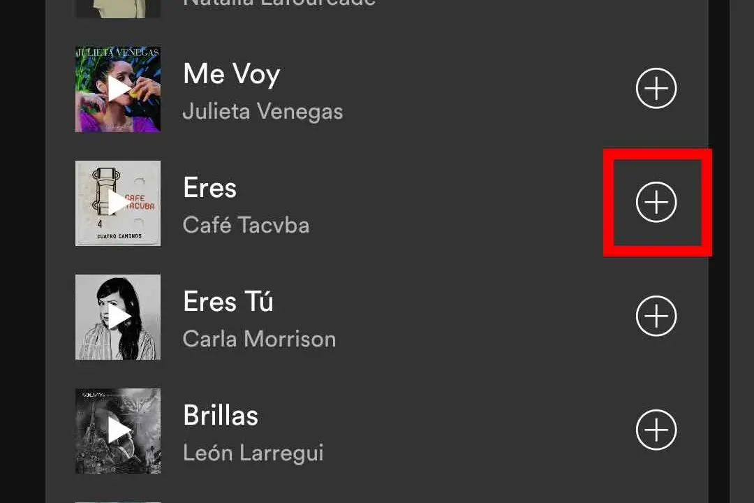 Come creare una playlist su Spotify - STEP 5 - Scegli i tuoi brani preferiti