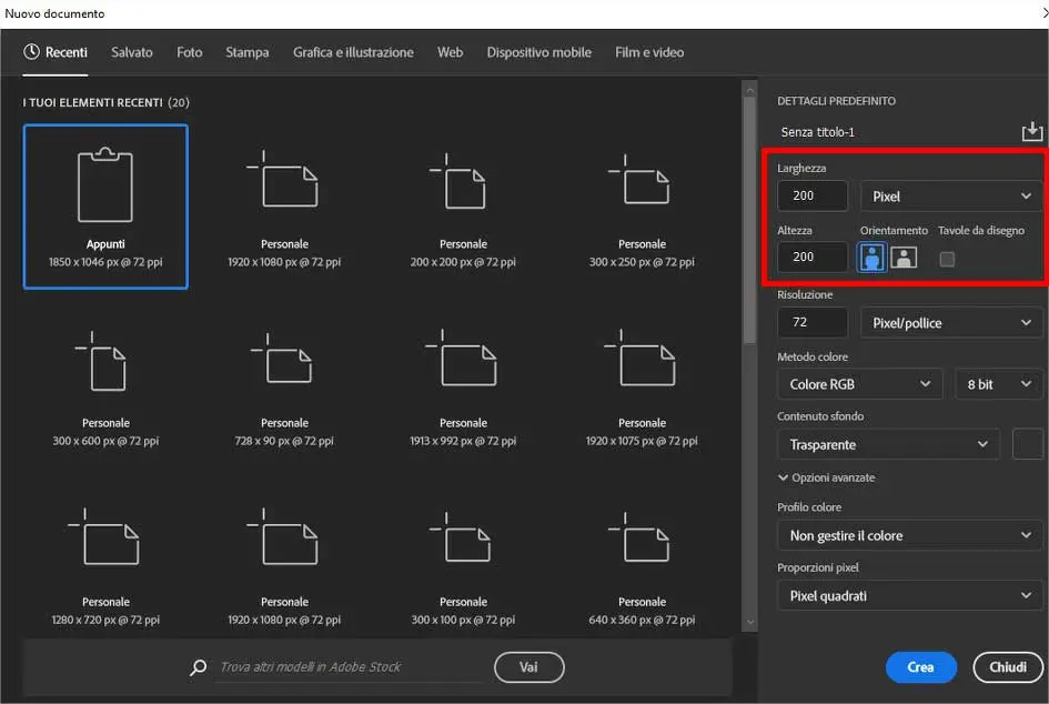 Come creare gif animate con Photoshop - STEP 2 - Imposta caratteristiche immagine Come creare gif animate con Photoshop - STEP 2 - Imposta caratteristiche immagine