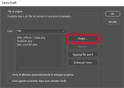 Come creare gif animate con Photoshop - STEP 3 - Carica foto in blocco o un video Come creare gif animate con Photoshop - STEP 3 - Carica foto in blocco o un video