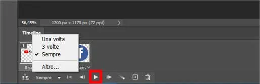 Come creare gif animate con Photoshop - STEP 7 - Testa l'amimazione Come creare gif animate con Photoshop - STEP 7 - Testa l'amimazione