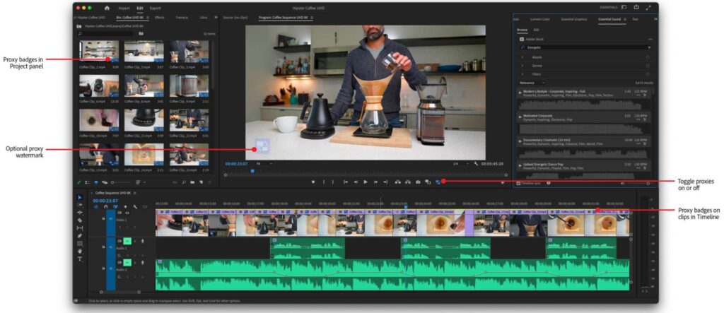 Adobe Premiere 22.5: Miglioramenti del flusso di lavoro proxy