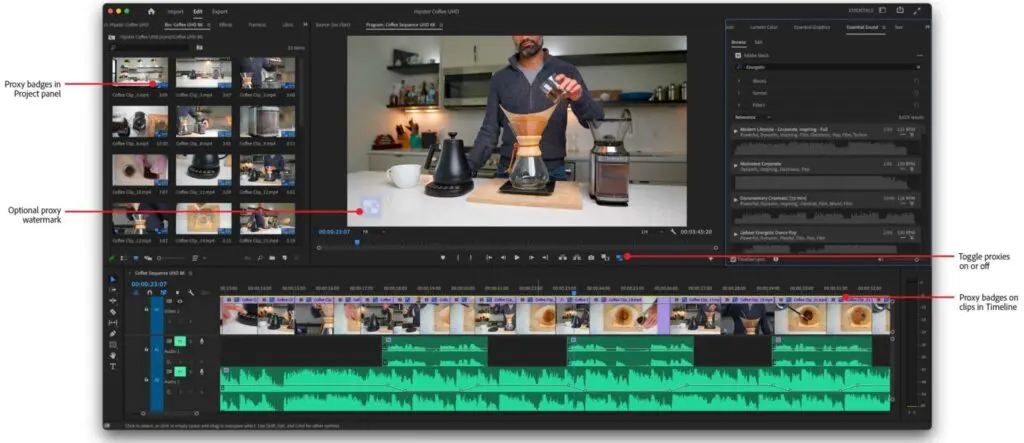 Adobe Premiere 22.5: Miglioramenti del flusso di lavoro proxy