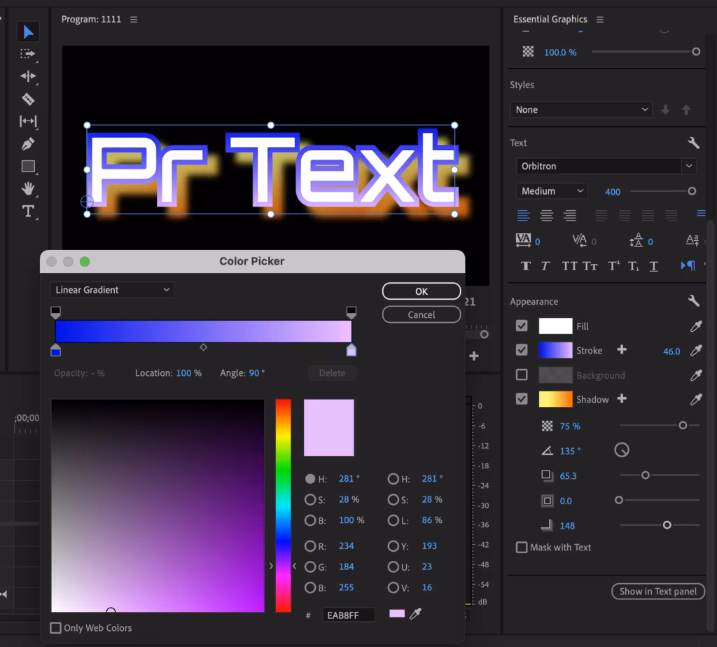 Adobe Premiere Pro 22.5: miglioramenti alla grafica essenziale permettendo di usare sfumature per tratti e ombre