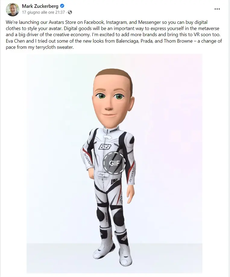 Mark Zuckerber annuncia su Facebook l'apertura del "Avatar Fashion Store"