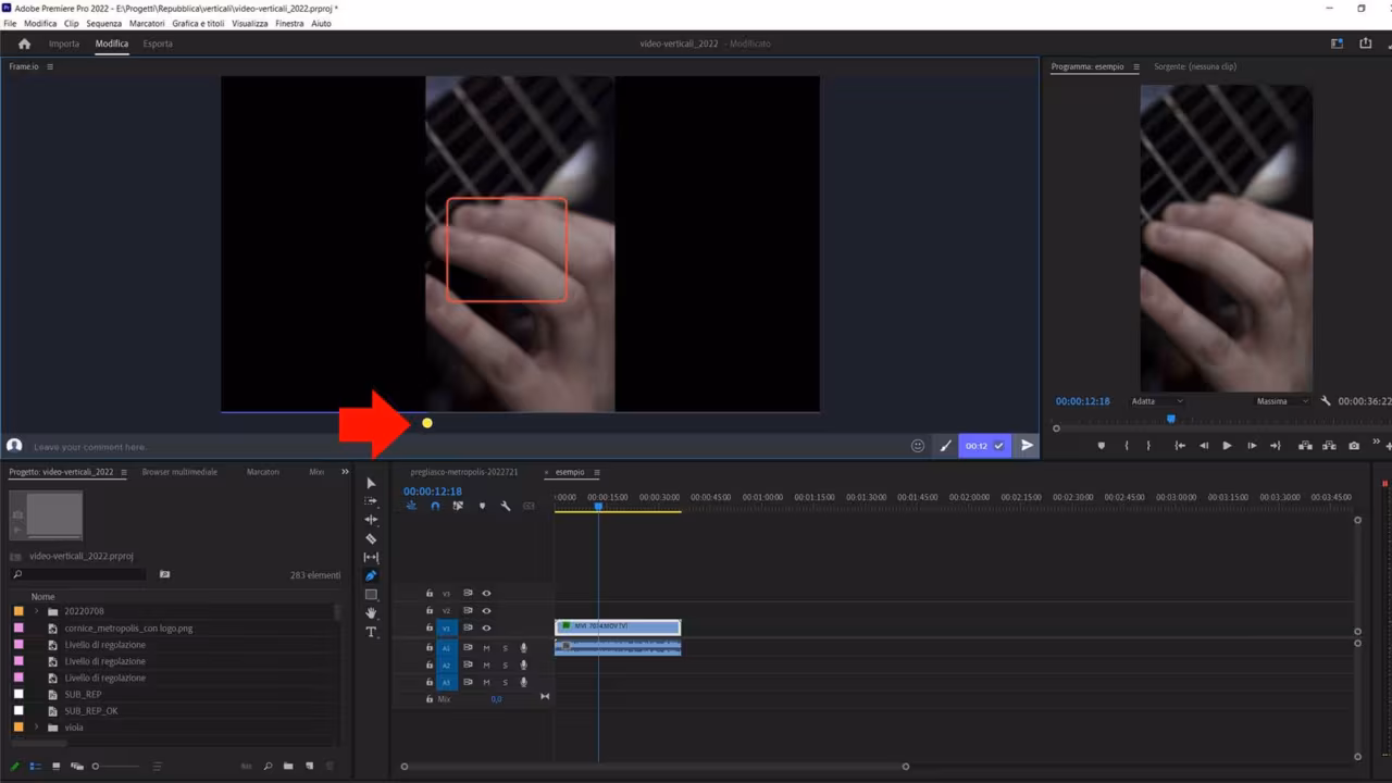 Frame.io e Premiere Pro: Step 11 - Visualizza le note e i commenti di collaboratori e clienti direttamente in Premiere Pro