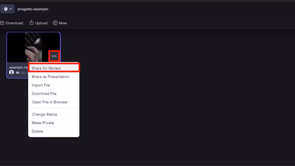 Frame.io e Premiere Pro: Step 8 - Condividi la clip con collaboratori o clienti
