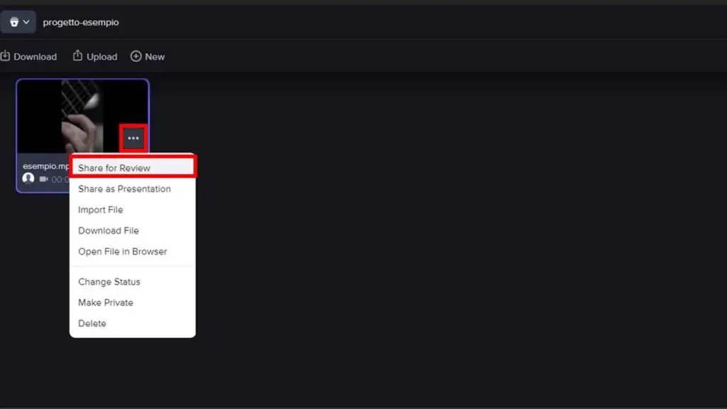 Step 8 - Condividi la clip con collaboratori o clienti Frame.io e Premiere Pro: Step 8 - Condividi la clip con collaboratori o clienti