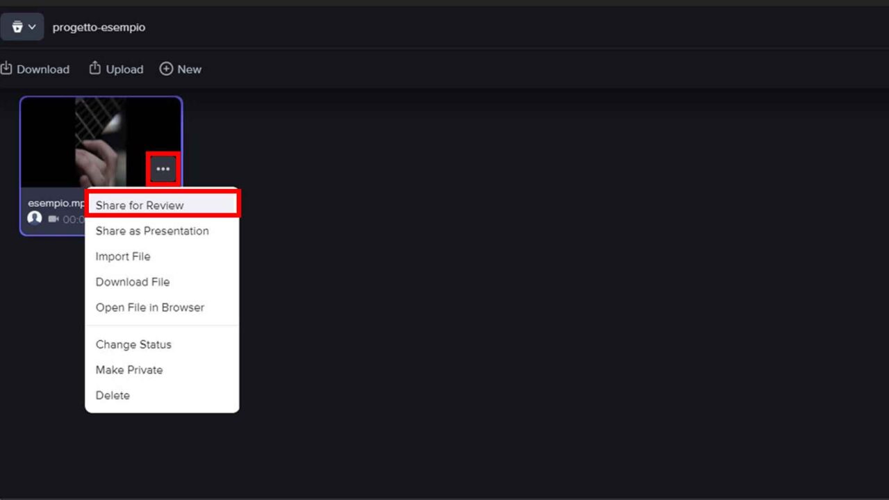 Frame.io e Premiere Pro: Step 8 - Condividi la clip con collaboratori o clienti