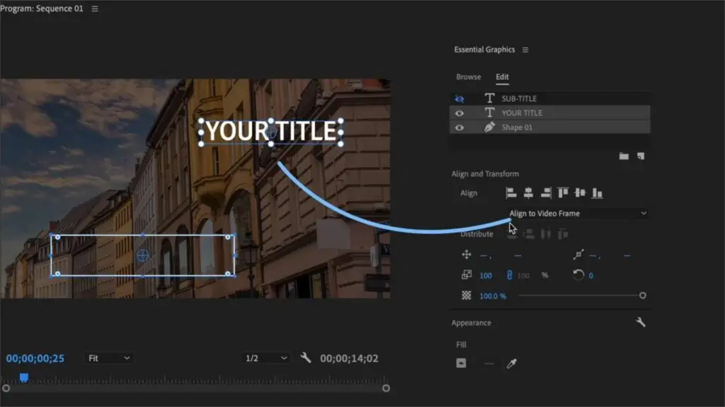 Novità Adobe Premiere Pro (23): nuovi strumenti di allineamento per gli elementi grafici