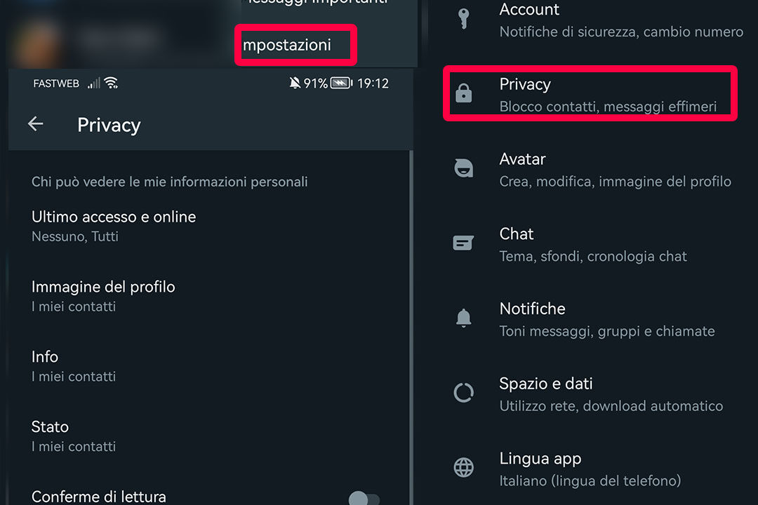 Step 1: Come bloccare contatto whatsapp: andare nelle impostazioni