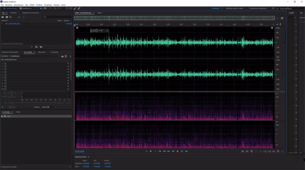 L'interfaccia di Adobe Audition