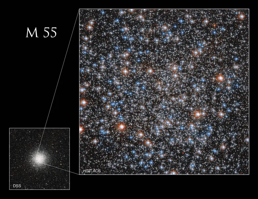 L'immagine catturata dal telescopio Hubble dell'ammasso globulare Messier 55
