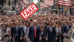 Uno dei figli di Donald Trump condivide una foto falsa del padre (generata dall’IA). Lo scatto è subito virale