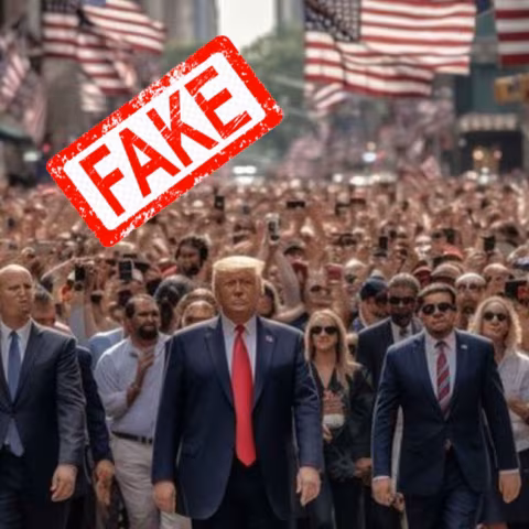 Foto falsa di Trump che passeggia per New York condivisa dal figlio Eric Trump
