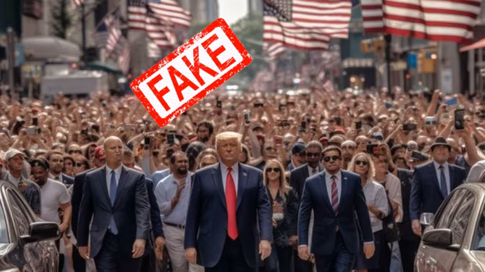 Foto falsa di Trump che passeggia per New York condivisa dal figlio Eric Trump