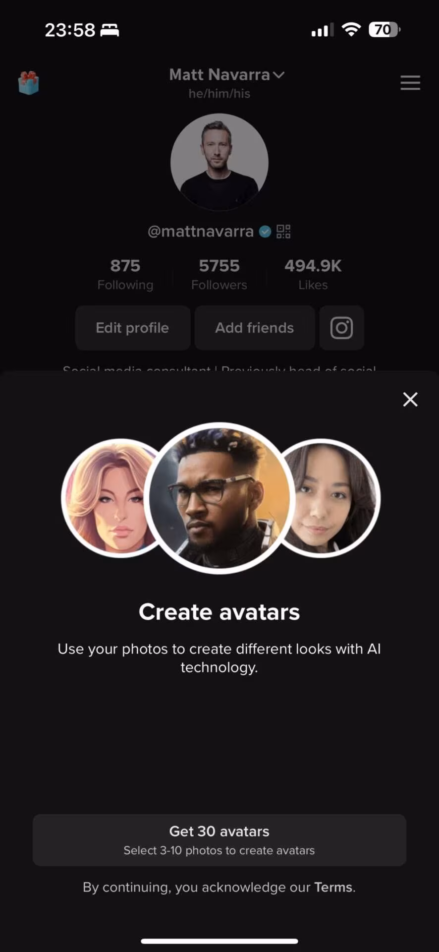 TikTok avatar personalizzati generati con l'Intelligenza artificiale