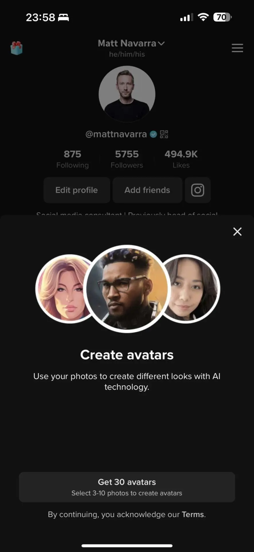 TikTok avatar personalizzati generati con l'Intelligenza artificiale