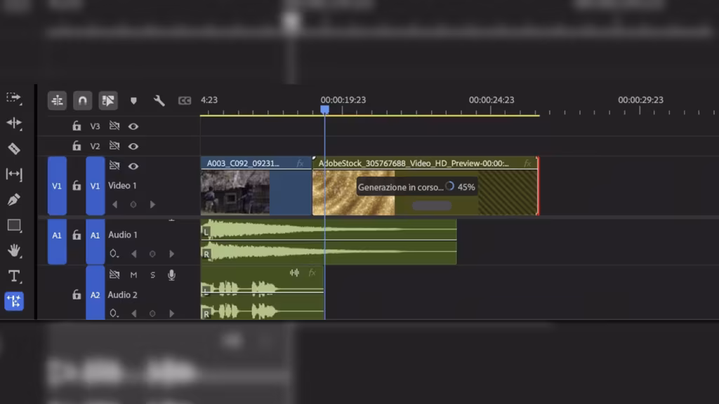 L’Estensione generativa creerà fotogrammi aggiuntivi e li inserirà nella sequenza.