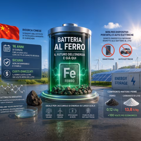 Batteria al ferro, l'alternativa economica al litio: dura 16 anni e non si degrada