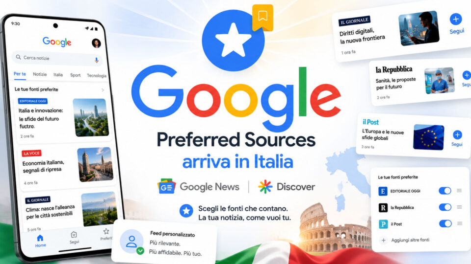 Google lancia le 'Fonti preferite' in Italia: come seguire i tuoi siti di notizie preferiti