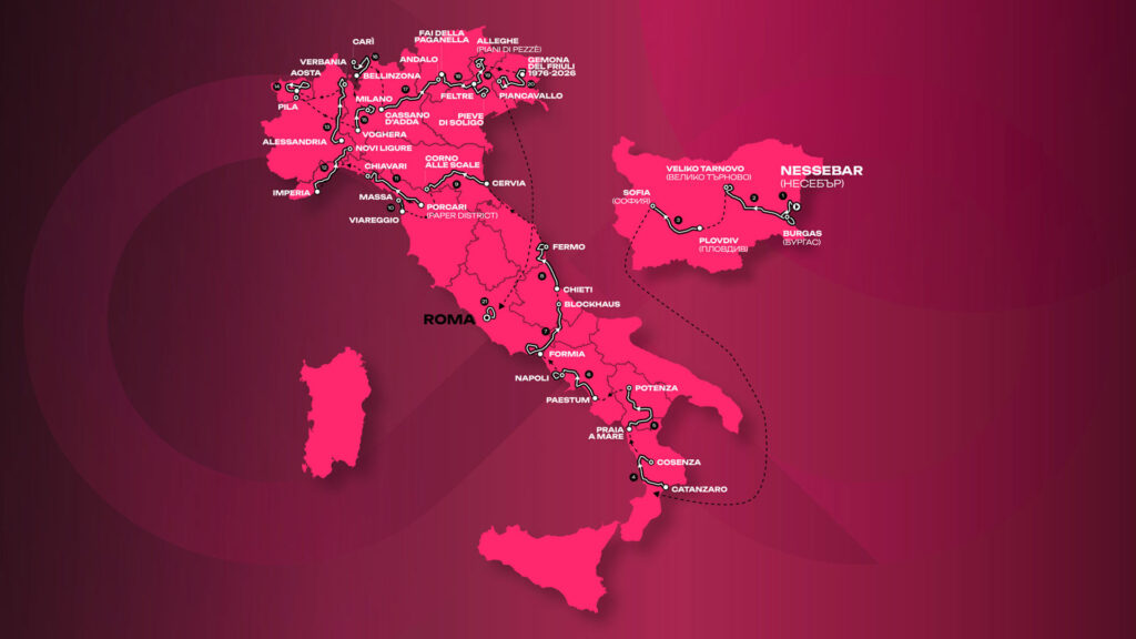 Mappa percorso giro d'Italia 2026